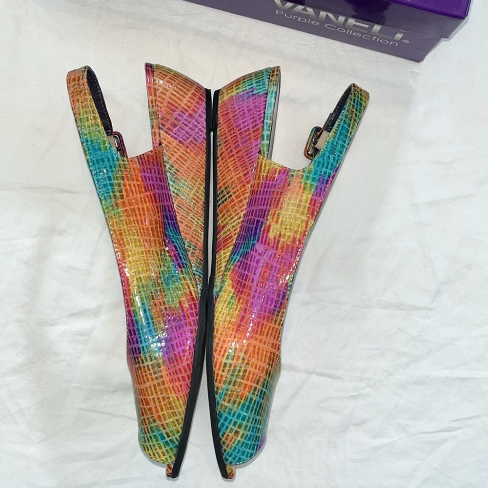 Vaneli Multicolored Open Toed Sling Back Shoes Si… - image 3